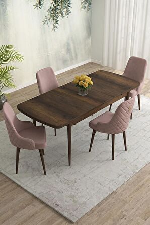 Rovena Blanca Barok 80x132 Açılabilir Mdf Mutfak Masası Takımı 4 Adet Sandalye
