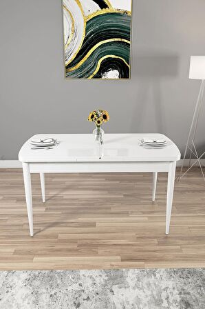 Rovena Mary Beyaz 70x114 Açılabilir Mdf Mutfak Masası Takımı 6 Adet Sandalye