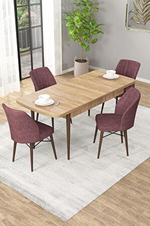 Rovena Mary Meşe 70x114 Açılabilir Mdf Mutfak Masası Takımı 4 Adet Sandalye
