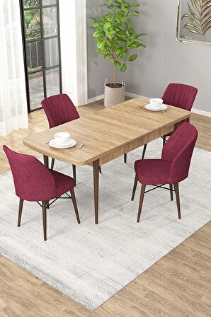 Rovena Mary Meşe 70x114 Açılabilir Mdf Mutfak Masası Takımı 4 Adet Sandalye