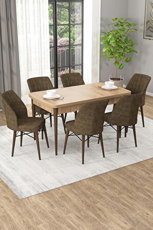 Rovena Mary Meşe 70x114 Açılabilir Mdf Mutfak Masası Takımı 6 Adet Sandalye