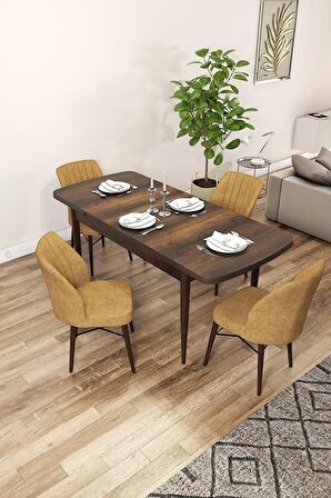 Rovena Mary Barok 70x114 Açılabilir Mdf Mutfak Masası Takımı 4 Adet Sandalye
