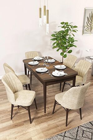 Rovena Mary Barok 70x114 Açılabilir Mdf Mutfak Masası Takımı 6 Adet Sandalye
