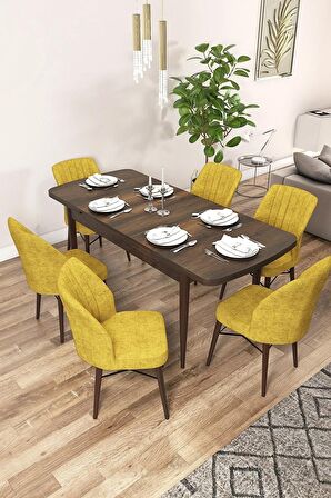 Rovena Mary Barok 70x114 Açılabilir Mdf Mutfak Masası Takımı 6 Adet Sandalye