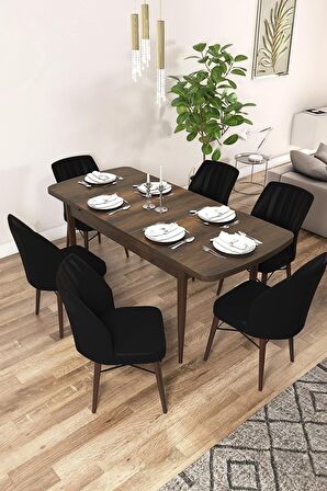 Rovena Mary Barok 70x114 Açılabilir Mdf Mutfak Masası Takımı 6 Adet Sandalye