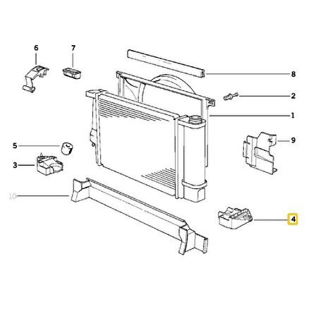 BMW E36 VE Z3 RADYATÖR TUTUCU BRAKETİ SOL OEM NO 17111723339