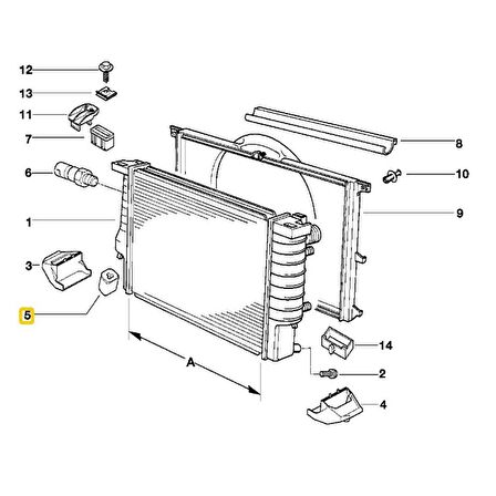 BMW E38 E39 VE E52 RADYATÖR ALT BRAKET LASTİK TAKOZU 17111737704