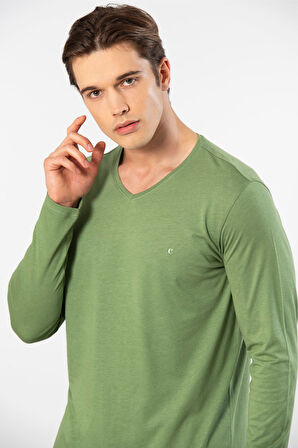 Cacharel Erkek Uzun Kollu Modal Pijama Takım 2237/Yeşil