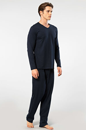 Cacharel Erkek Uzun Kollu Modal Pijama Takım 2237/Lacivert