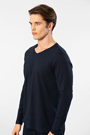 Cacharel Erkek Uzun Kollu Modal Pijama Takım 2237/Lacivert