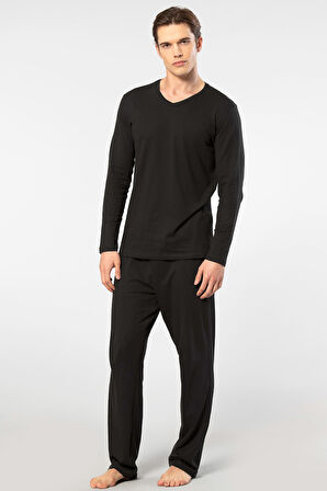 Cacharel Erkek Uzun Kollu Modal Pijama Takımı 2237/Siyah