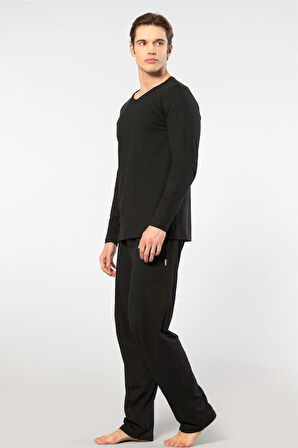Cacharel Erkek Uzun Kollu Modal Pijama Takımı 2237/Siyah