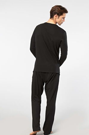 Cacharel Erkek Uzun Kollu Modal Pijama Takımı 2237/Siyah