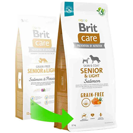 Brit care skin coat senior light salmon 12kg tahılsız somonlu köpek maması grain free ileri yaş