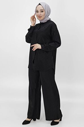 CYLN24178 JESSICA KUMAŞ ÇİZGİLİ İKİLİ TAKIM