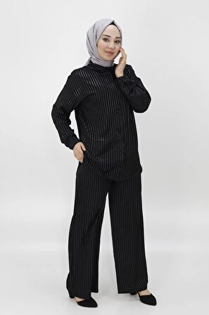 CYLN24178 JESSICA KUMAŞ ÇİZGİLİ İKİLİ TAKIM