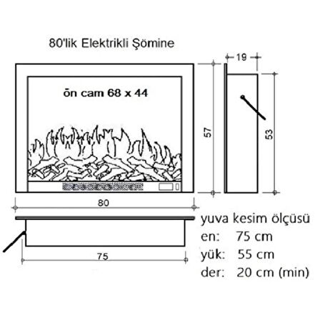 Alaz Efekt 1800W 80cm Bluetooth ve Ses Efektli Dekoratif Elektrlkli Şömine