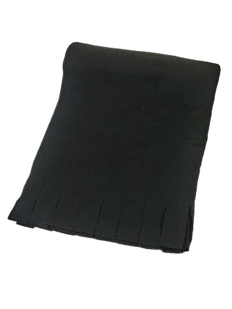 Siyah Kışlık Püskül Detaylı Polar Şal Omuz Şalı Shoulder Shawl