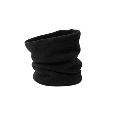 Unisex Siyah Kışlık Termal Polar Kar Maskesi - Şapka Bere Olabilen Ipli Polar Boyunluk 2'li Set