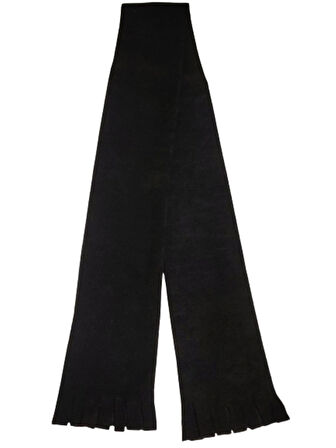 Unisex Siyah Parmaksız Kesik Yarım Parmak Termal Kışlık Polar Eldiven - Polar Atkı 2'li Set