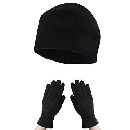 Kadın Kışlık Termal Polar Eldiven - Polar Bere 2'li Set