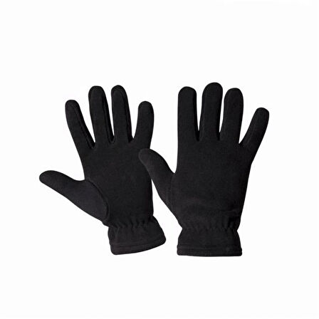 Erkek Siyah Kışlık Polar Eldiven - Polar Bere - Polar Boyunluk - Kulaklık - Atkı 5li Set