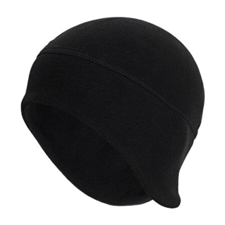 Unisex Siyah Kışlık Parmaksız Polar Eldiven - Kulaklıklı Polar Bere - Ipli Polar Boyunluk 3'lü Set