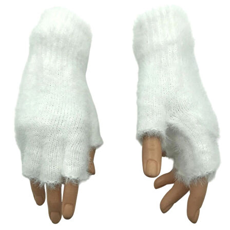 Kışlık Yumuşak Dokulu Parmaksız Kesik Yarım Parmak  Peluş Rahat Kullanım Eldiven Glove