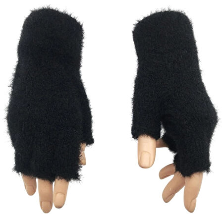 Kışlık Yumuşak Dokulu Parmaksız Kesik Yarım Parmak  Peluş Rahat Kullanım Eldiven Glove