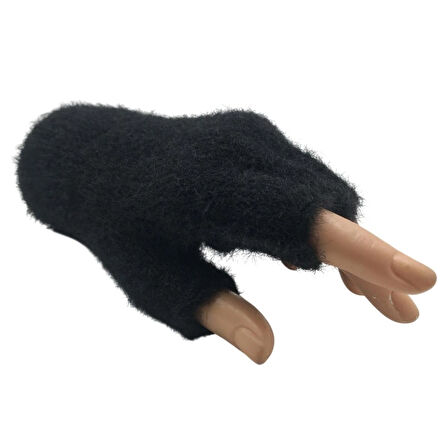 Kışlık Yumuşak Dokulu Parmaksız Kesik Yarım Parmak  Peluş Rahat Kullanım Eldiven Glove