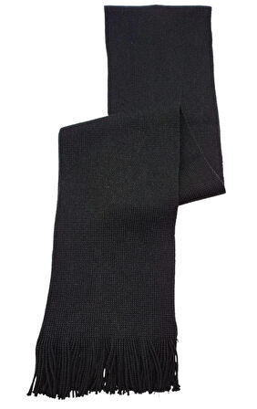 Kışlık Siyah Yumuşak Dokulu Püskül Detaylı Esnek Triko Örgü Basic Atkı Scarf