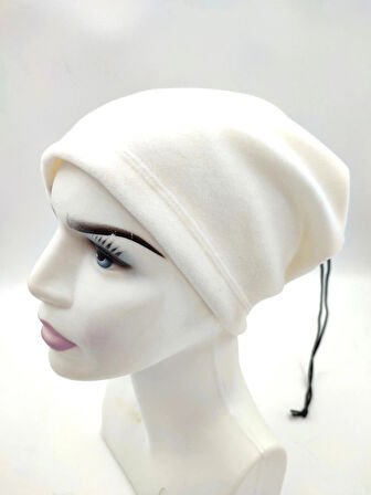 Unisex Kışlık Şapka Bere Olabilen İpli Polar Boyunluk Winter Neck Collar