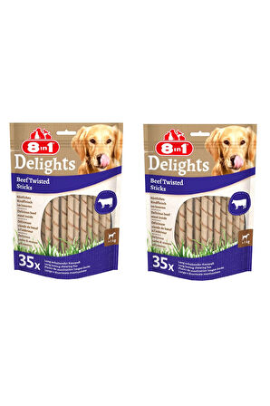 8in1 Delights Beef Twisted Sticks Biftekli Burgu Köpek Ödülü 35 Li X 2 Paket