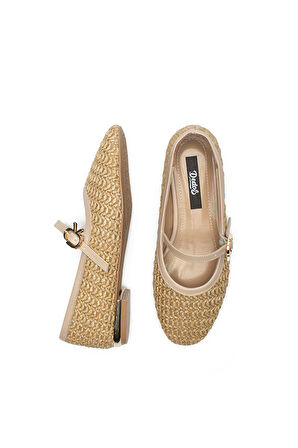 Kadın Hasır Örme Makosen Espadril Tokalı Babet 1715