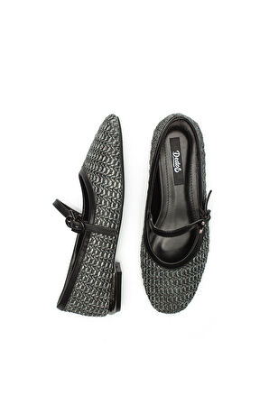 Kadın Hasır Örme Makosen Espadril Tokalı Babet 1715