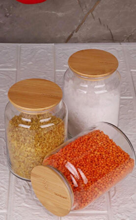 Zone - 12'li Cam Saklama Kabı 800ml Vakumlu Bambu Kapaklı