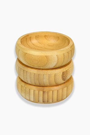 Bambu Ahşap Sosluk ve Çerezlik 10 cm 3'lü Set