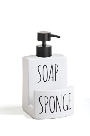 Beyaz Porselen Sıvı Sabunluk Soap Sponge