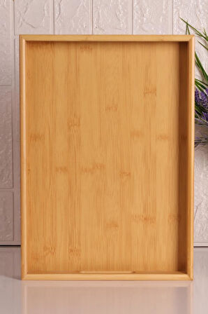 Bambum Marbella - Bambu Desenli Tepsi Orta