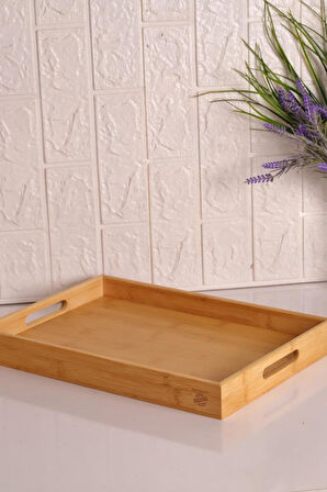 Bambum Marbella - Bambu Desenli Tepsi Orta