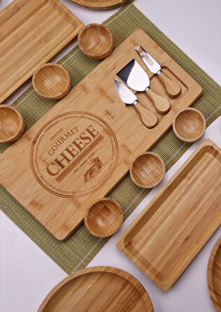 Atbyhome Bambu Style 6 Kişilik 18 Parça Lüks Bambu Kahvaltı Sunum Seti - Kahvaltı Takımı