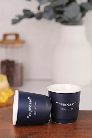 Acar Blush Espresso Fincanı Lacivert 90ml 2'li