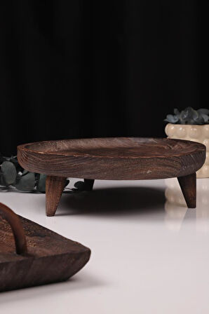 Bambum 2 Parça Pavlonya Elegant Ahşap Sunum ve Servis Seti – Kulplu Dikdörtgen ve Yuvarlak Servis Tabakları