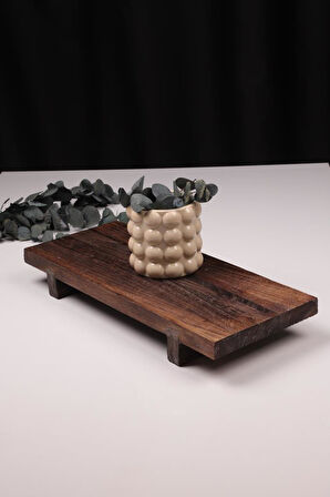 Bambum Pavlonya Classic Dark Ahşap Sunum ve Servis Seti Dikdörtgen Servis Tabakları