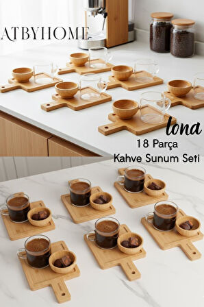 Bambum Lona – 18 Parça Bambu Kahve Sunum Seti  Doğal Şıklıkla Sunumun 