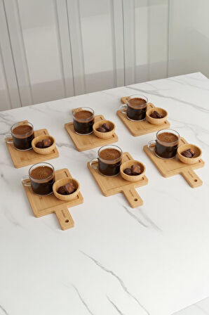 Bambum Lona – 18 Parça Bambu Kahve Sunum Seti  Doğal Şıklıkla Sunumun 