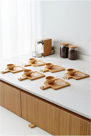 Bambum Lona – 18 Parça Bambu Kahve Sunum Seti  Doğal Şıklıkla Sunumun 