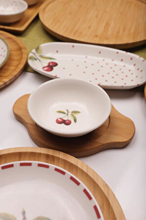 Atbyhome Eden 6 Kişilik 27 Parça Doğal Bambu Porselen Kahvaltı Takımı – Kahvaltı Seti Sunum Seti