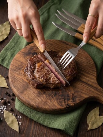 Bambum Valls 6'Lı Kılçık Ve Steak Bıçağı Seti 21.5 Cm - Bambu Saplı Paslanmaz Çelik Balık Bıçağı