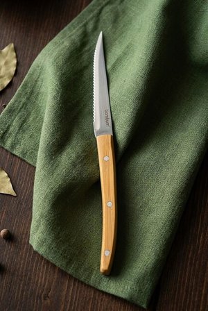 Bambum Valls 6'Lı Kılçık Ve Steak Bıçağı Seti 21.5 Cm - Bambu Saplı Paslanmaz Çelik Balık Bıçağı